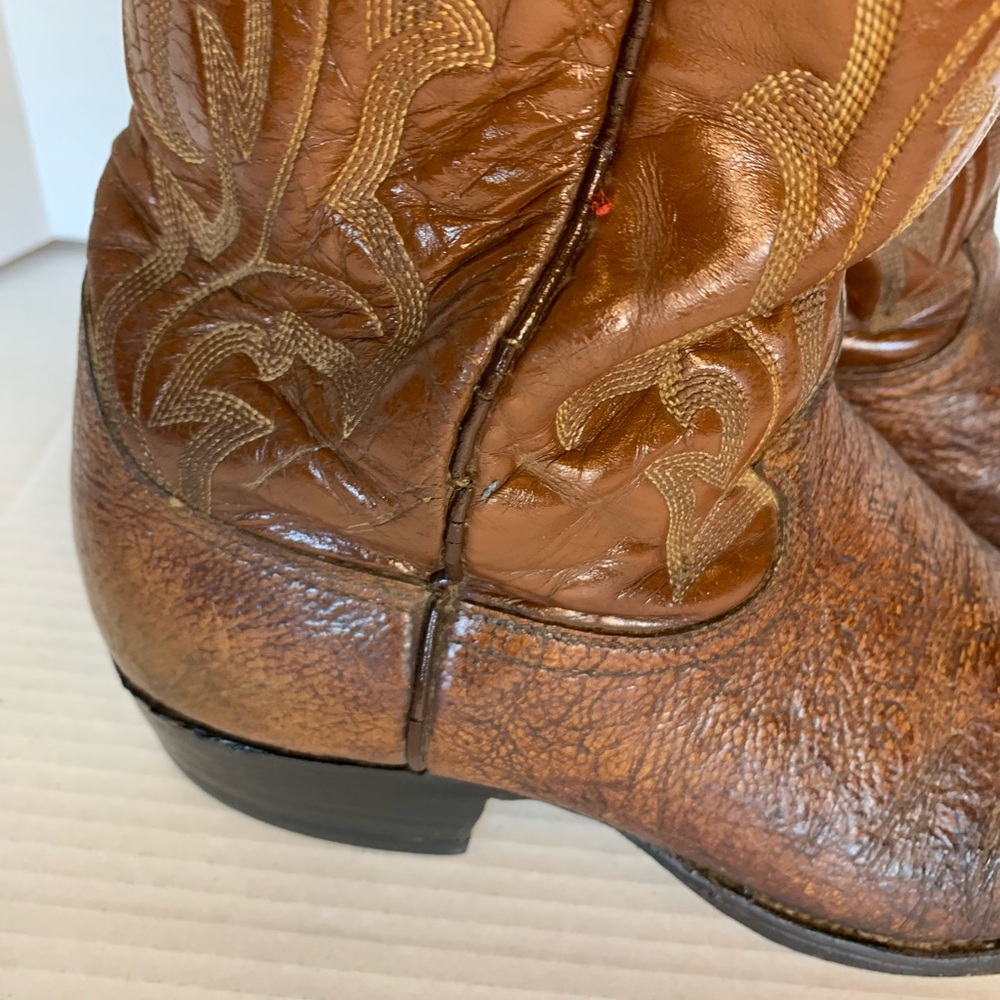 Vintage Justin Brown Leather Western Cowboy Boots Size 8D Rodeo - Picture 8 of 16